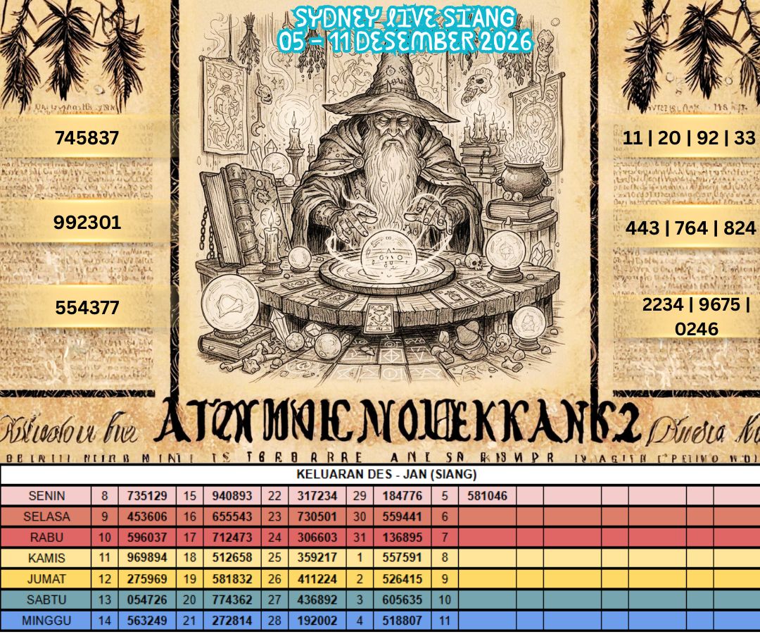 SYDNEY LIVE SIANG 05 - 11 DESEMBER 2026